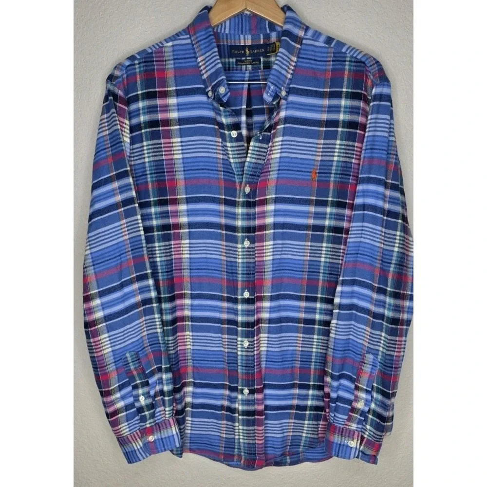 Ralph Lauren Slim Fit Performance Flannel Plaid Button Shirt Long Sleeve XL Men